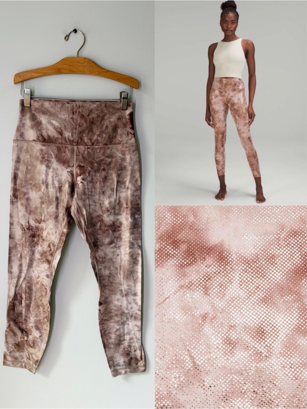 Lululemon Align High Rise Tights Diamond Dye Misty Shell Cacao Diffuse Dot Foil